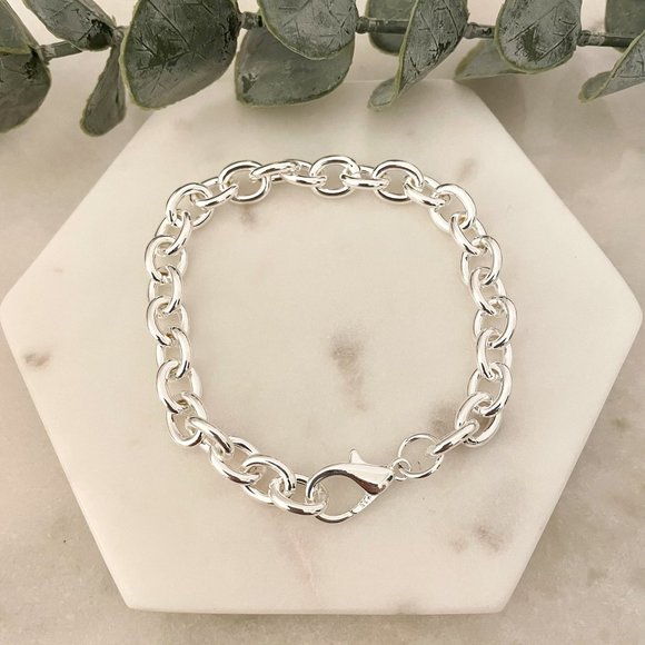 925 Sterling Silver Chunky Chain Link Bracelet Thick Bold Bracelet - Picture 3 of 3